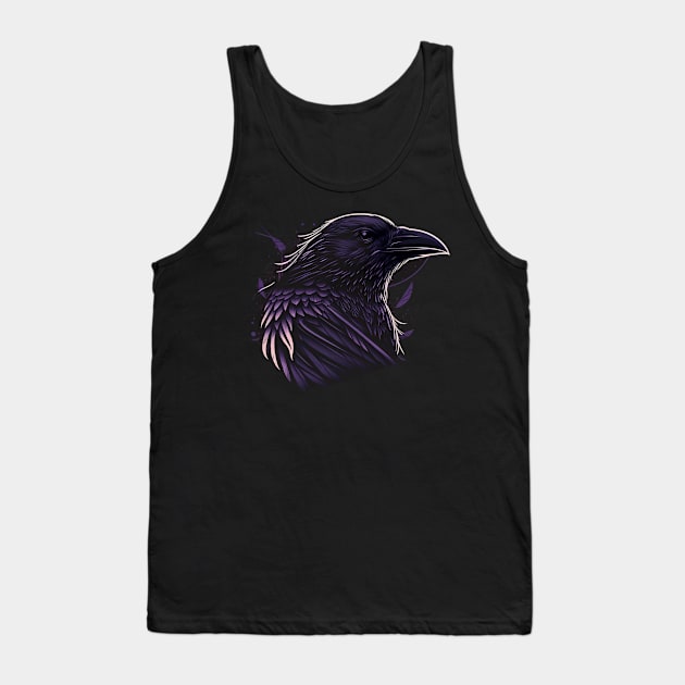 Raven Graphic Goth Black Crow Tank Top by Linco